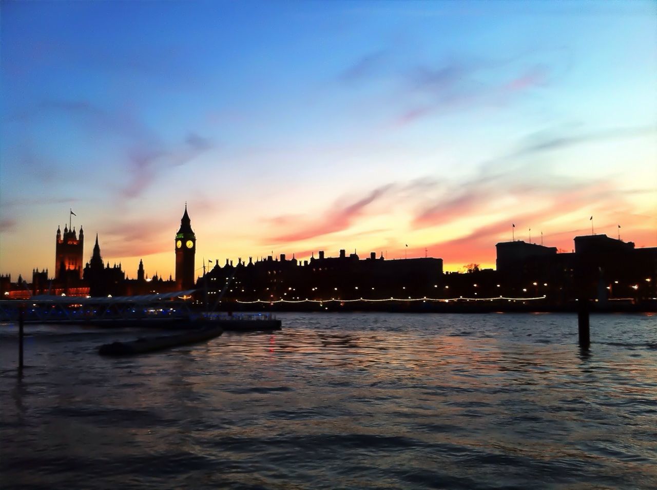 Silhouette of big ben at dusk