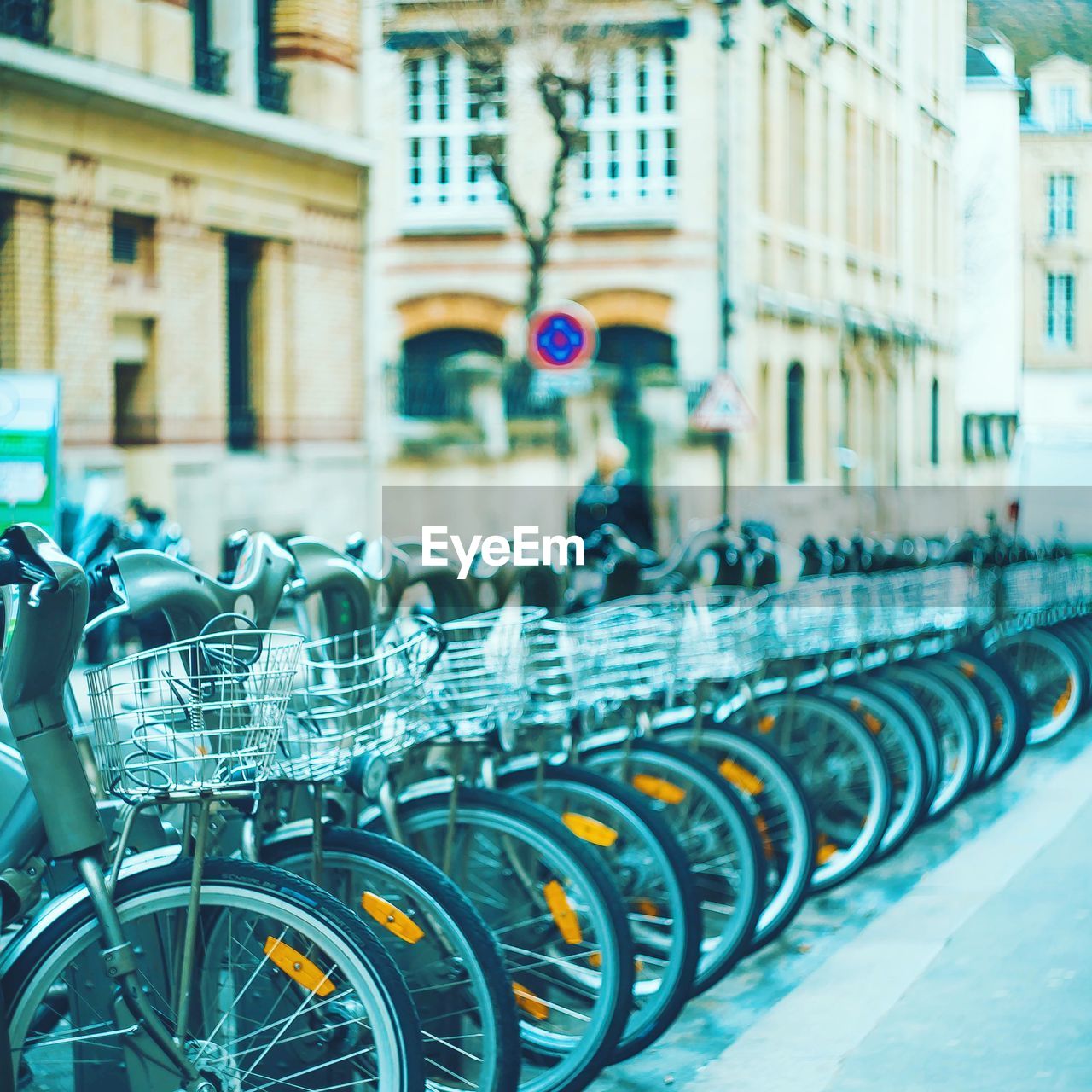 Bicycles on street in city