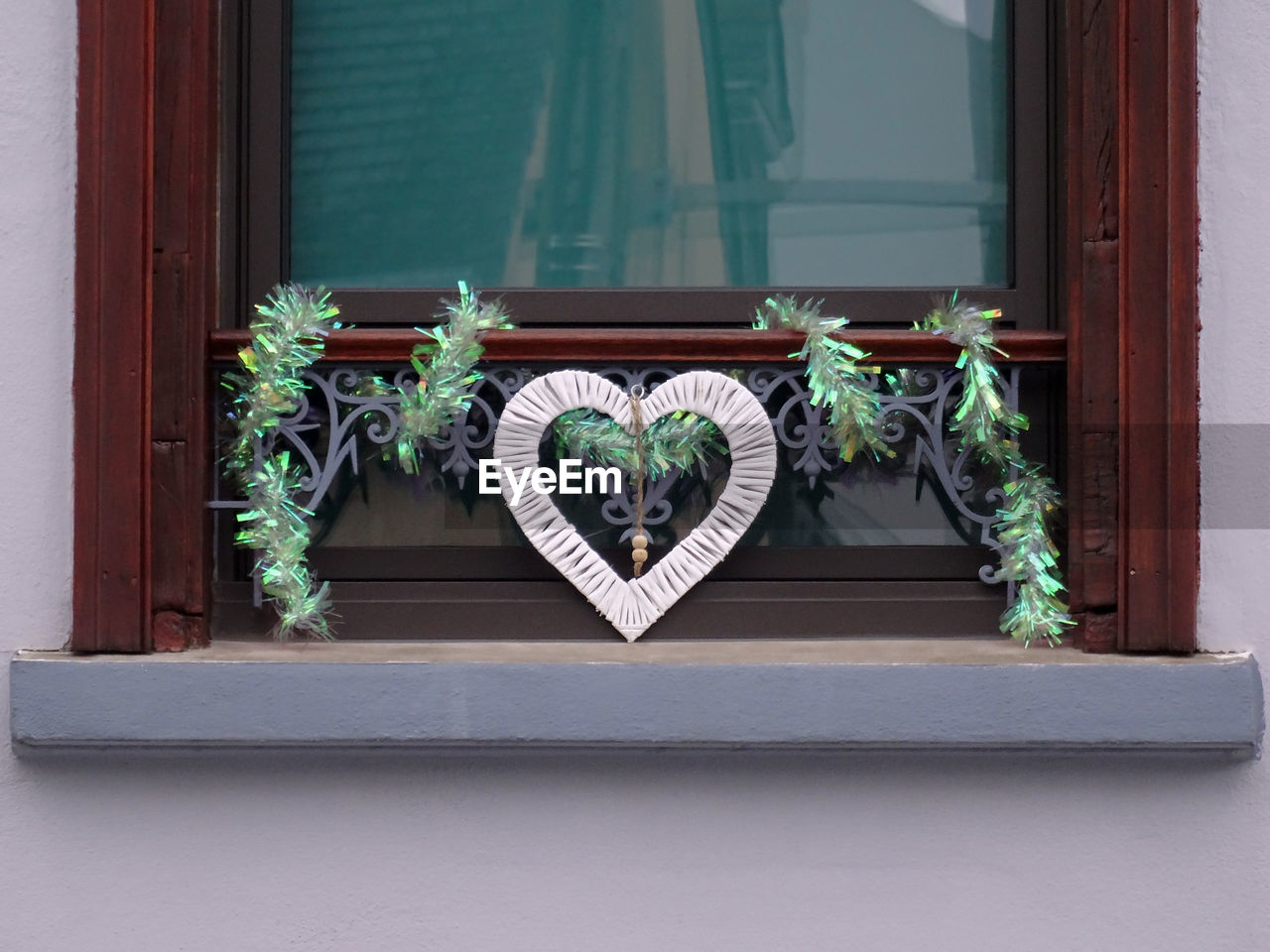 Heart shaped decoration on window