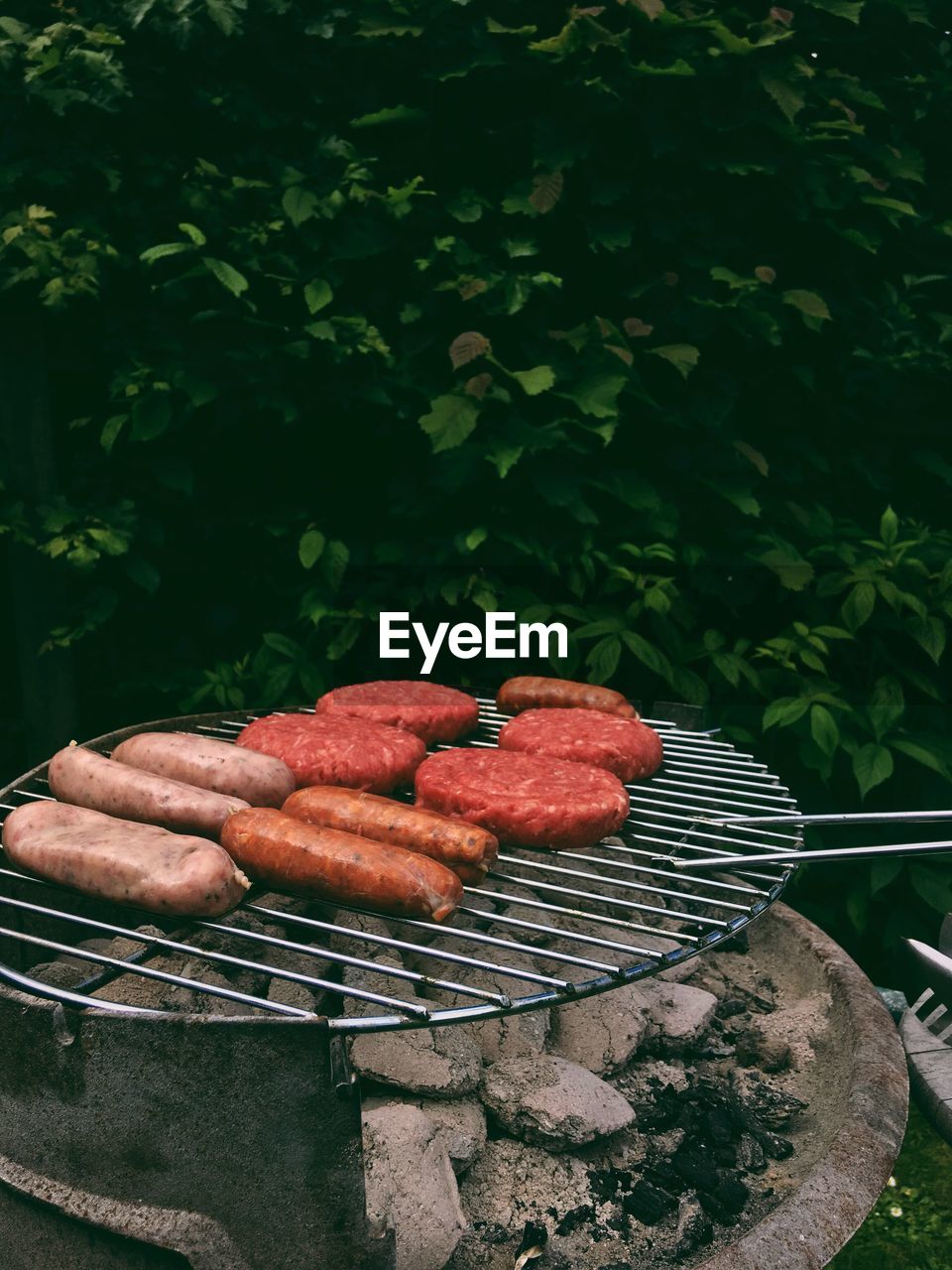 Close-up of meat on barbecue grill