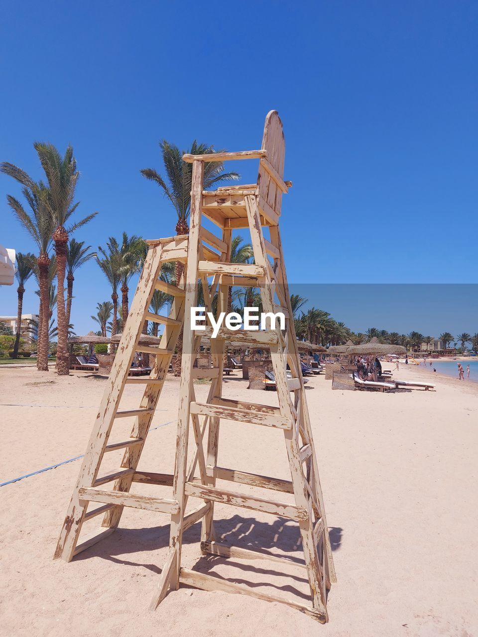 Wooden chair  for watching the swimmers in the sea