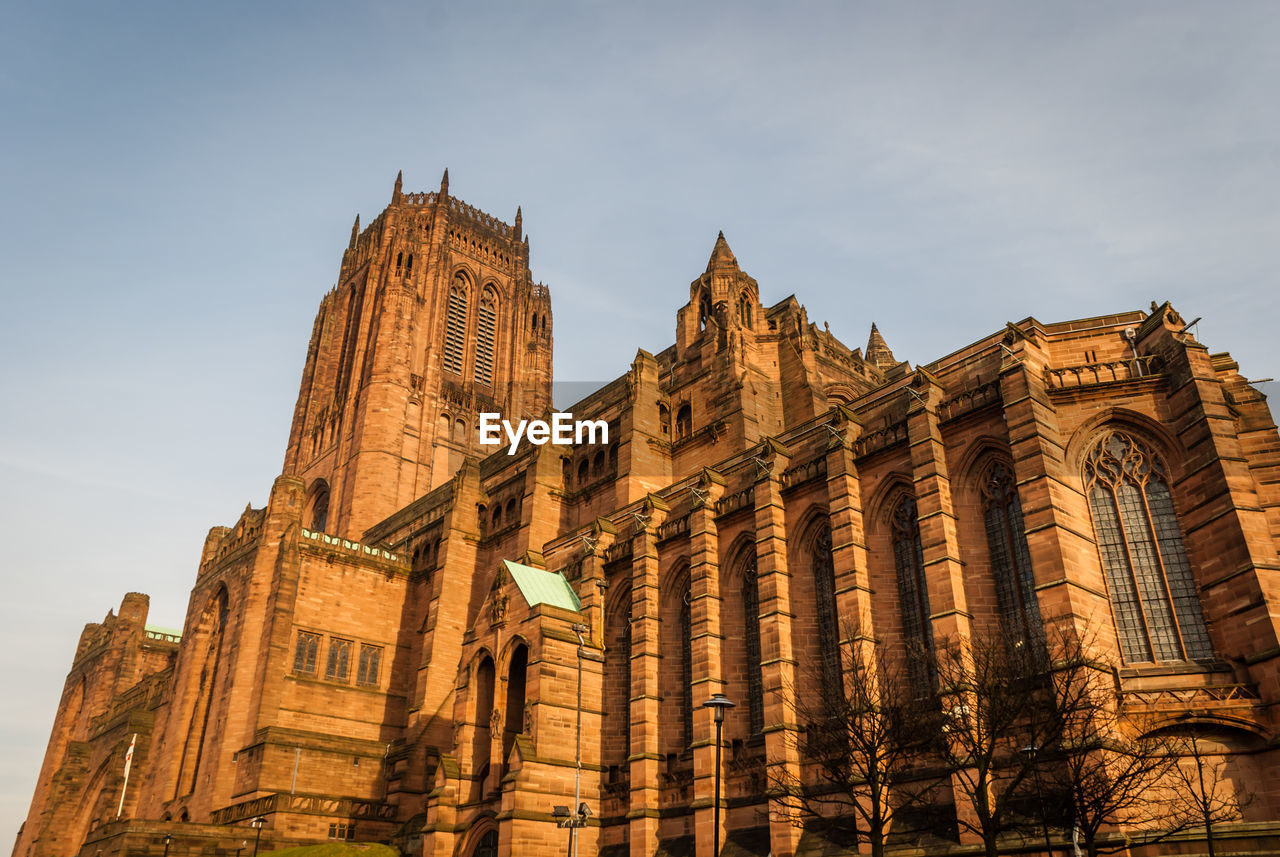 Low angle view of liverpool cathedral against sky