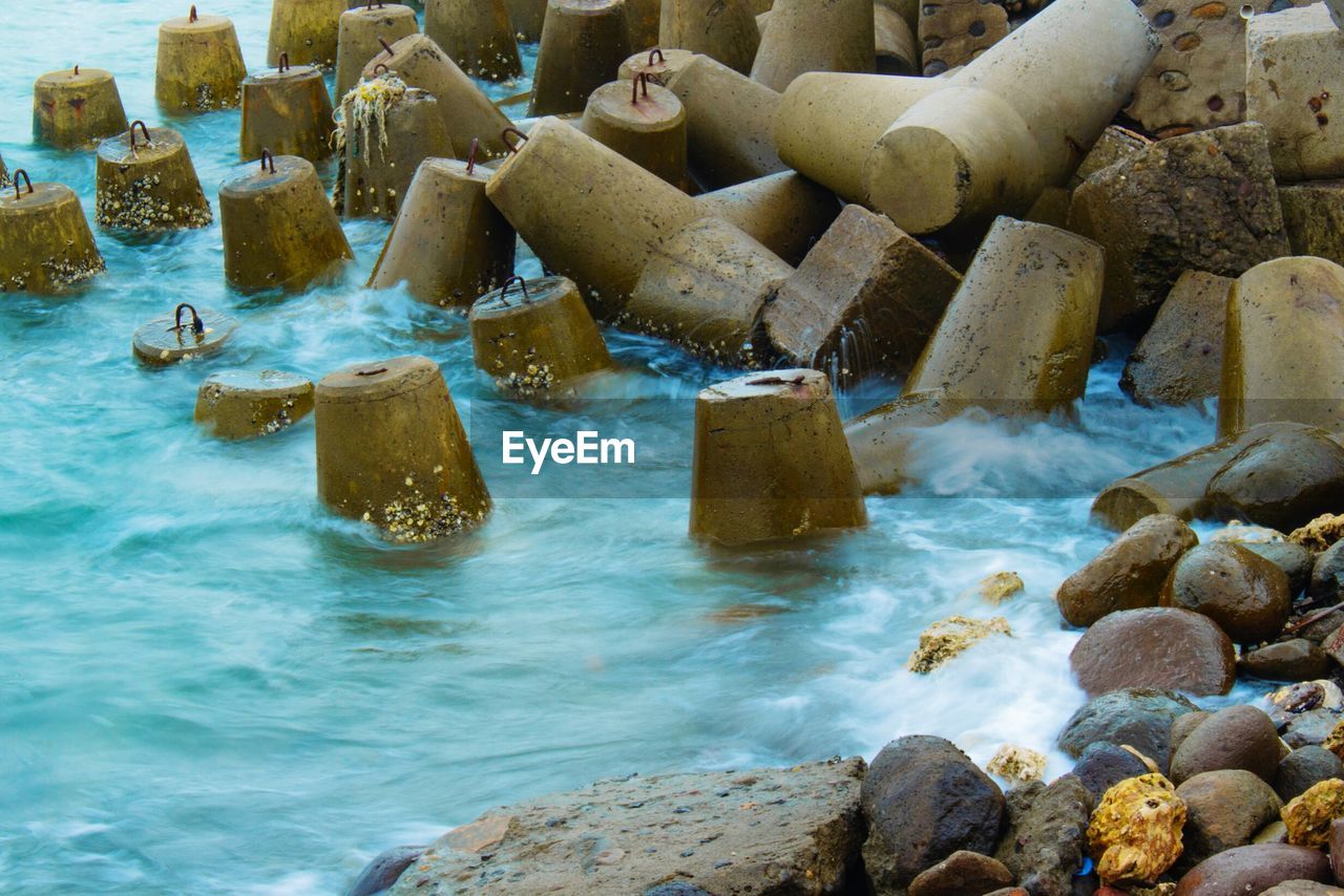 STACK OF ROCKS IN SEA