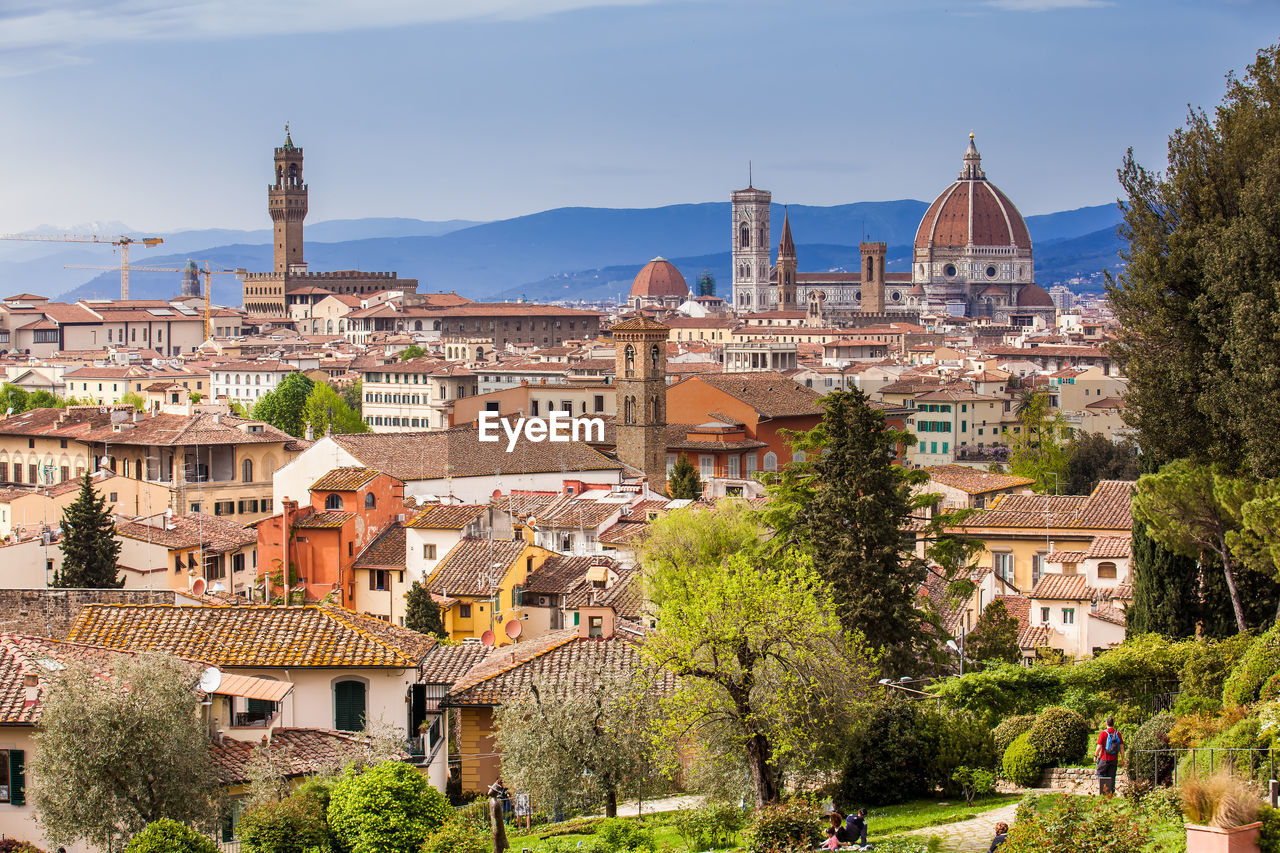 View of the beautiful city of florence from the giardino delle rose in an early spring day