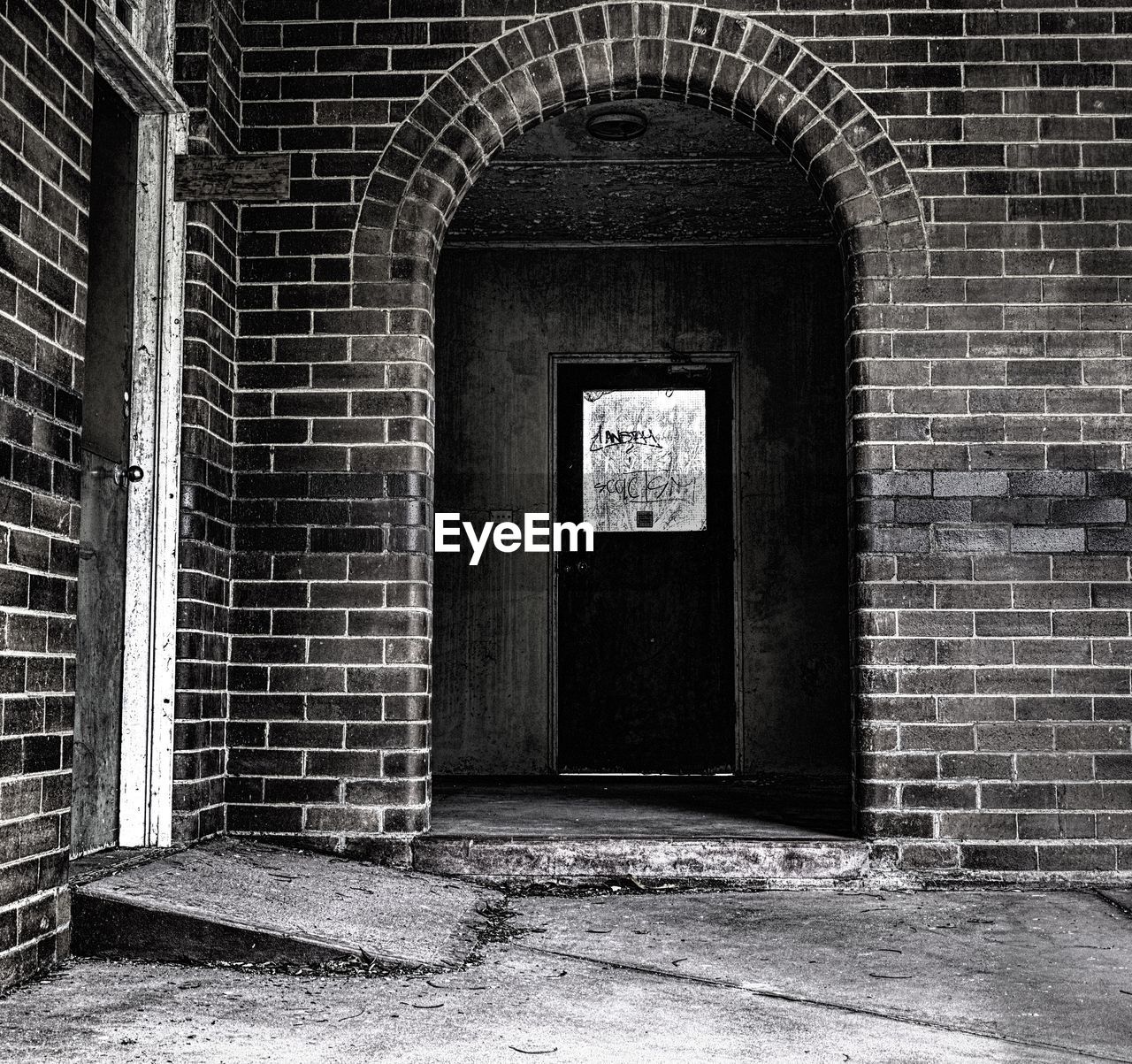 Closed door of abandoned building