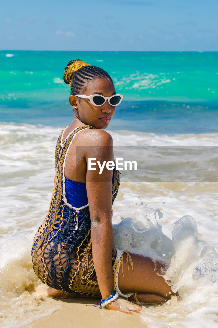 Portrait of a female young adult at the beach
