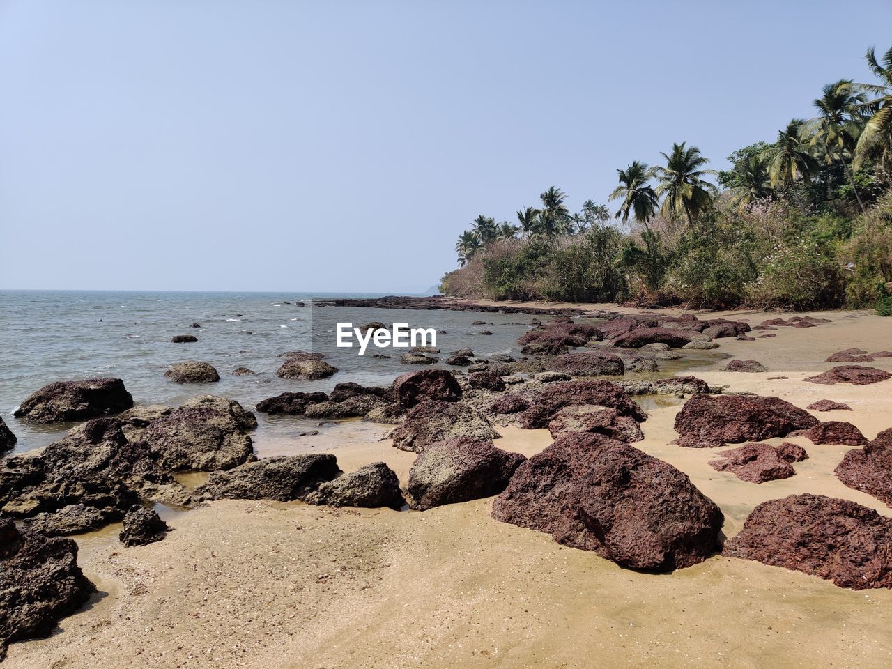 Scenic view of sea against clear sky