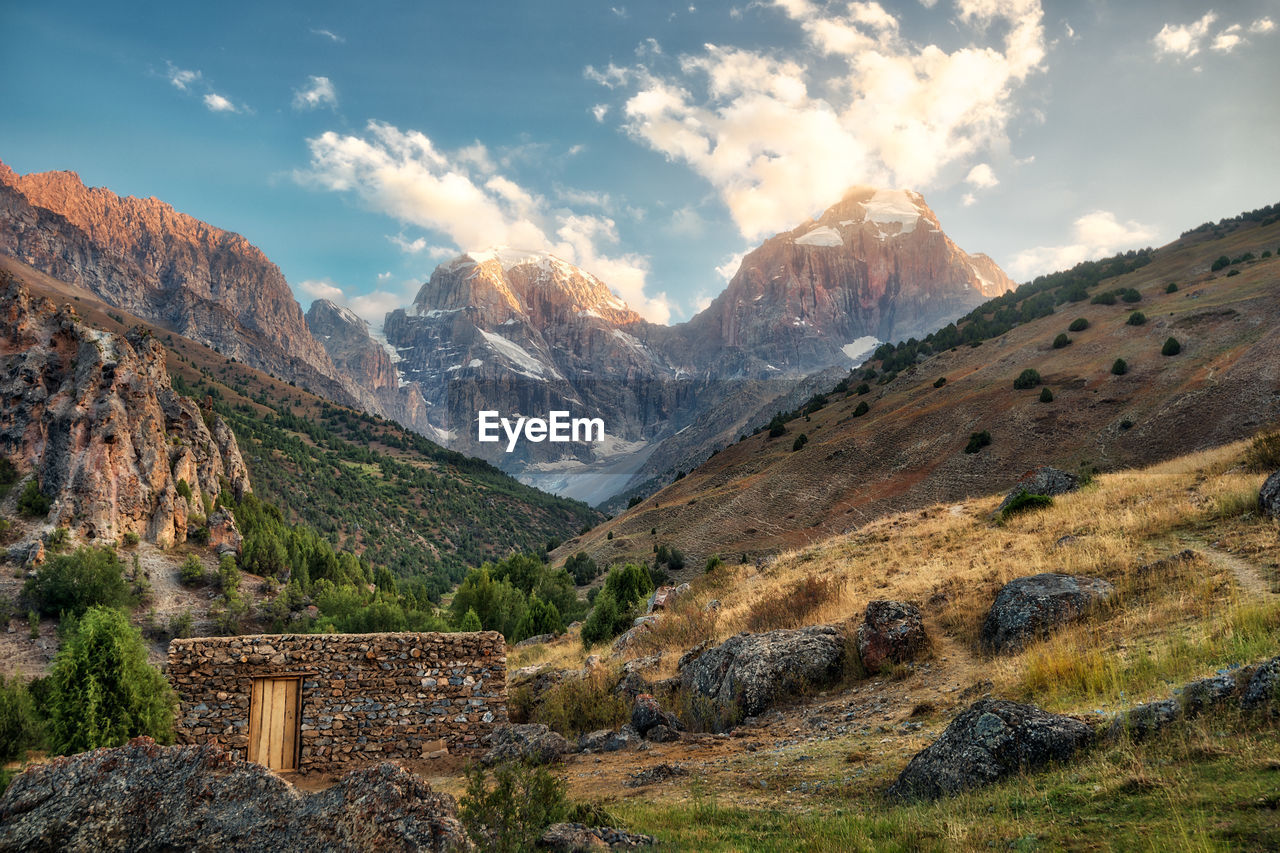 Scenic view of mountains against sky