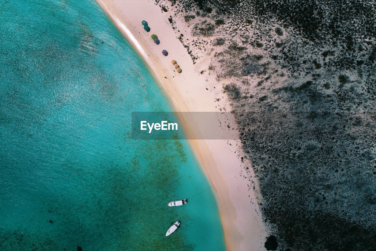 Aerial view of island and beach in los roques, venezuela