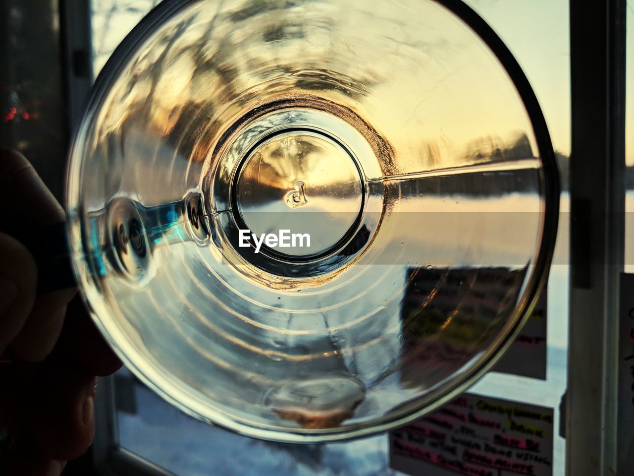 CLOSE-UP REFLECTION OF WATER IN GLASS