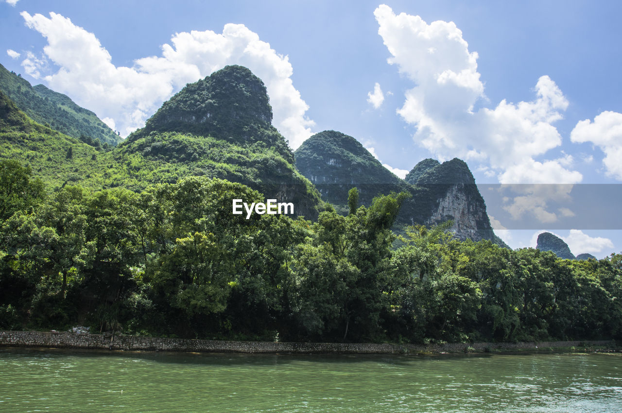 SCENIC VIEW OF RIVER AND MOUNTAINS