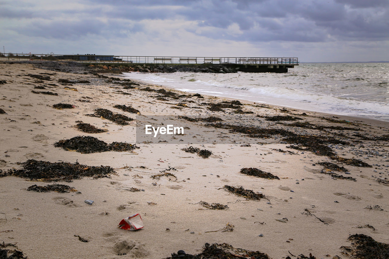 Scenic view of beach against sky