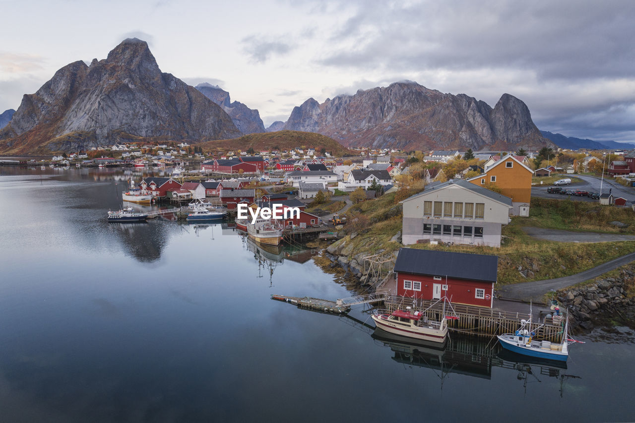 Reine village environment from an aerial point of view