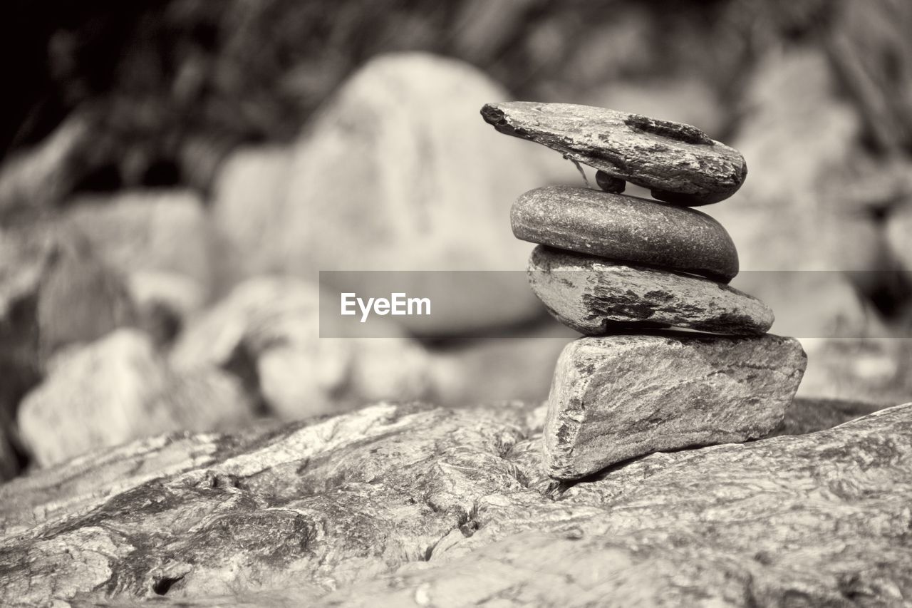 Close-up of stack of rock
