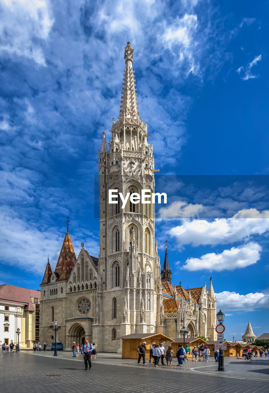 Church of the assumption of the buda castle in budapest, hungary, on a sunny summer morning