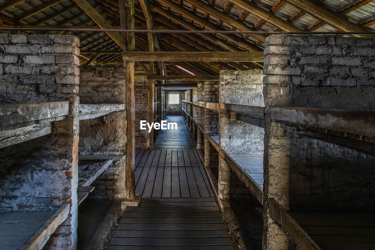 Barrack for prisoners in the auschwitz - birkenau concentration camp. oswiecim, poland, 17 july 2022