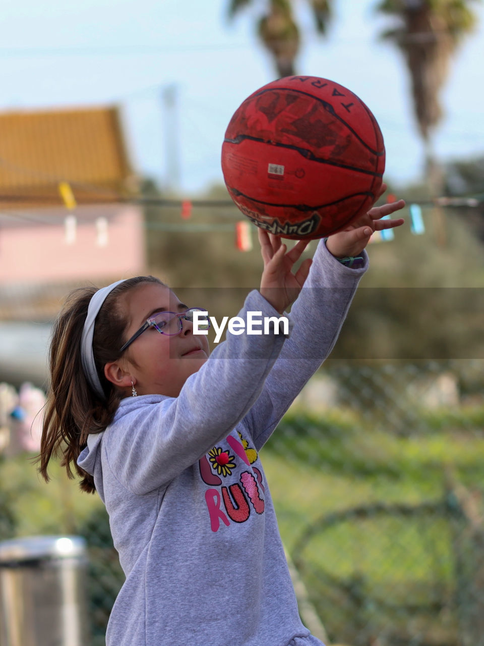 Young man playing basketball