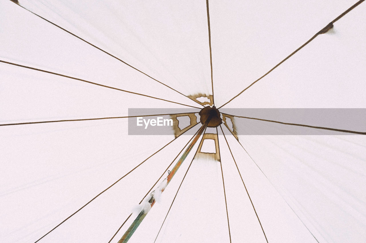 Low angle view of tent against clear sky