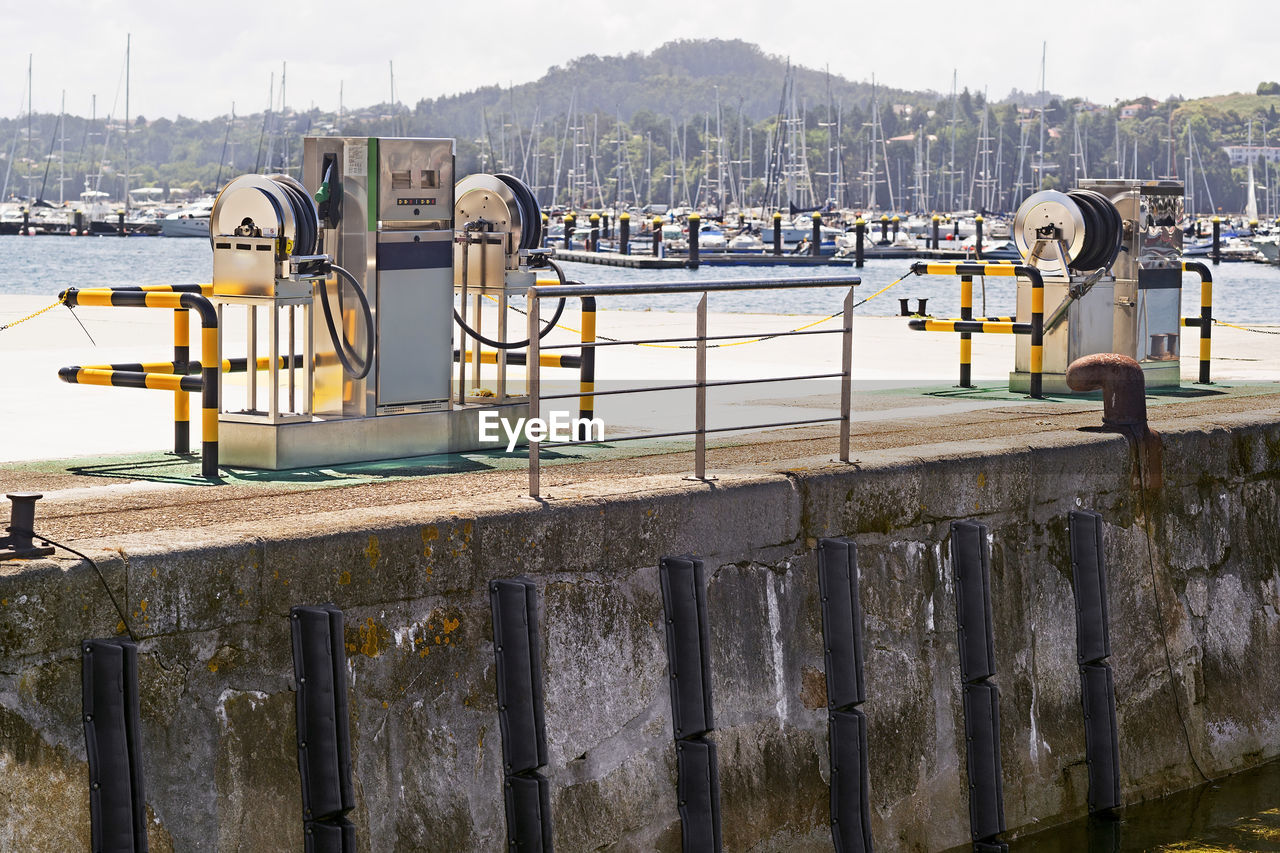 Petrol fuel gas station in port for boats and yachts