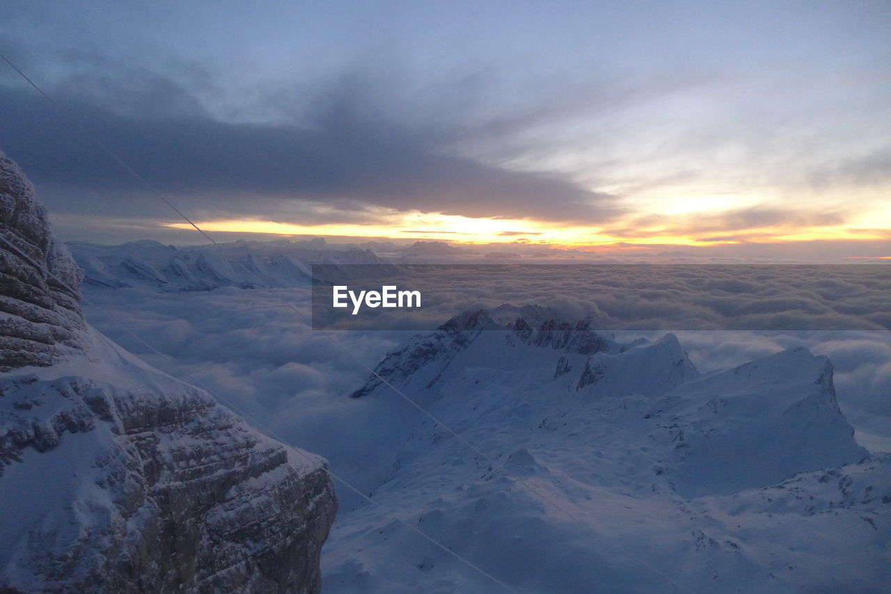 SCENIC VIEW OF SNOW COVERED LANDSCAPE AGAINST SKY