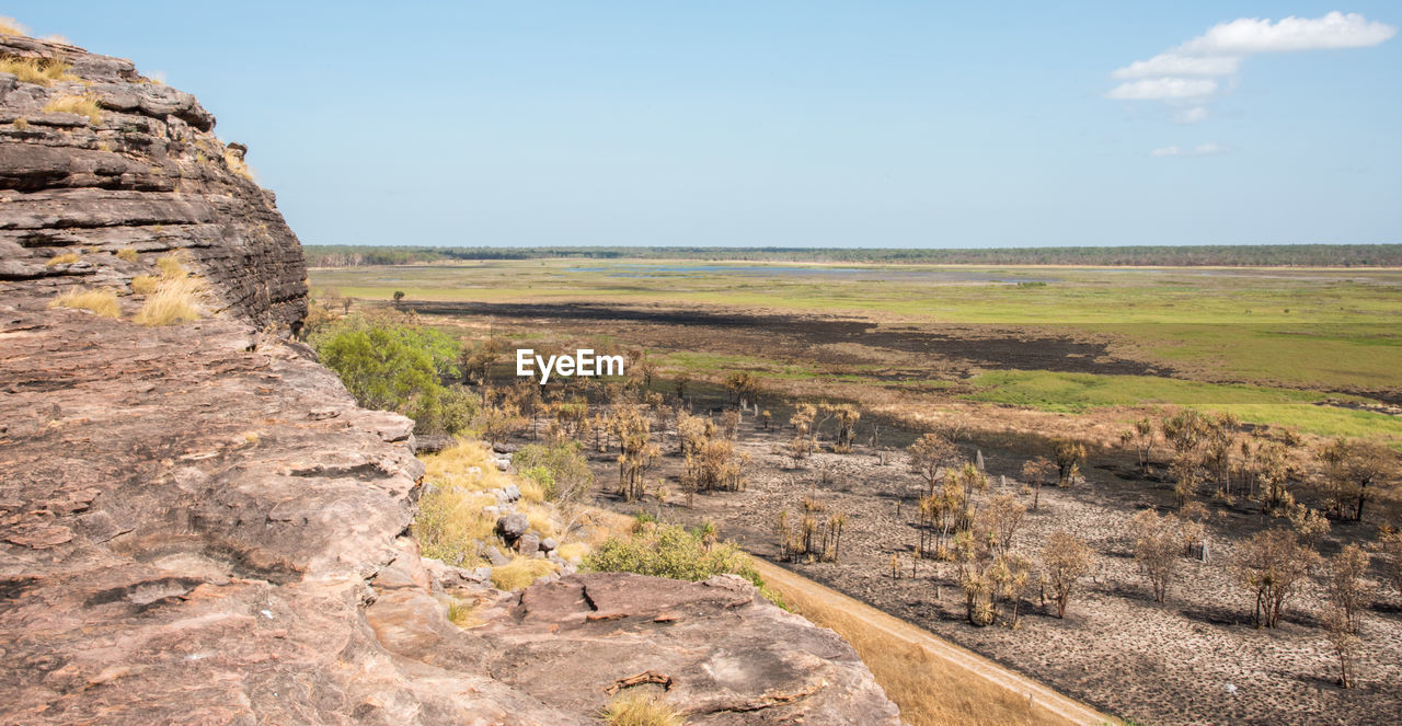 Scenic view of land against sky