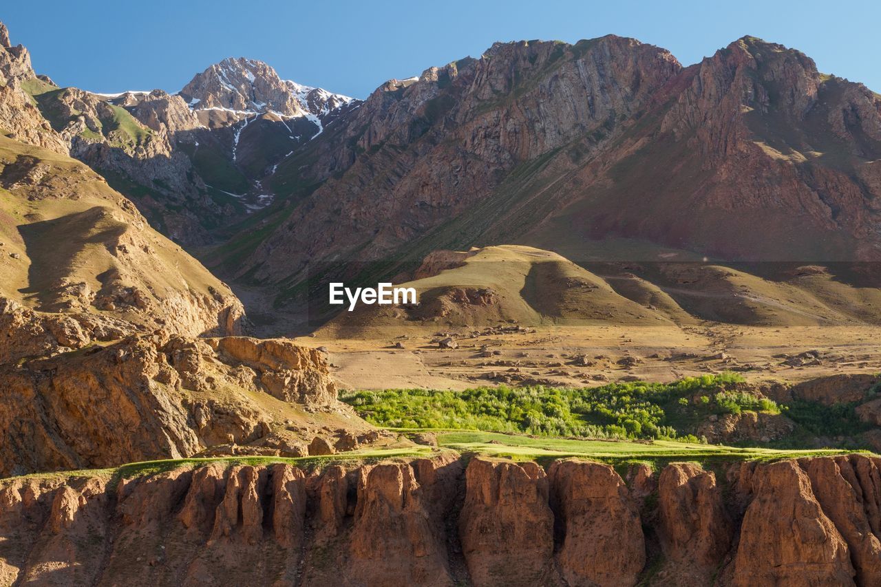 Scenic view of rocky mountains against sky