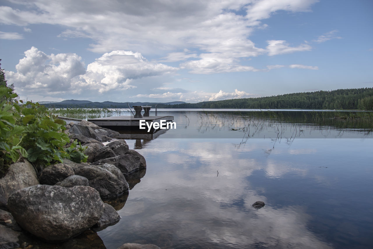 Scenic view of lake against sky