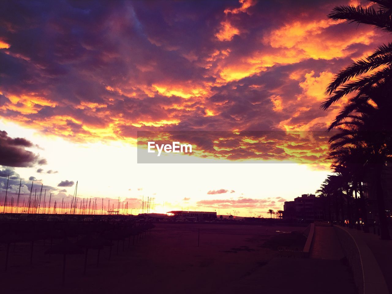 Low angle view of orange dramatic sky during sunset