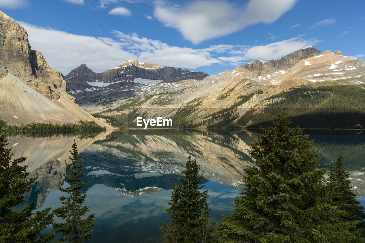 Scenic view of lake with mountains in background