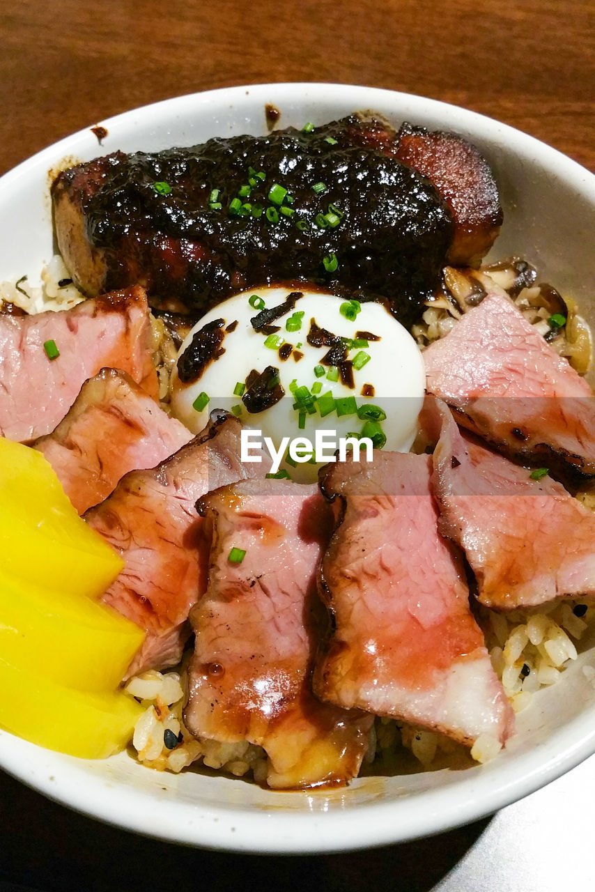 Close-up of meal served in bowl