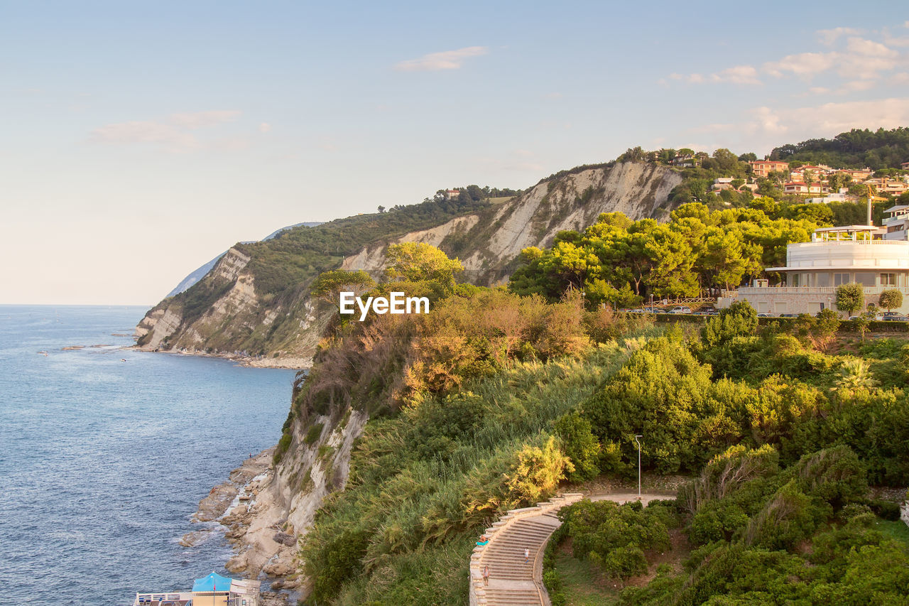 SCENIC VIEW OF SEA BY MOUNTAINS AGAINST SKY