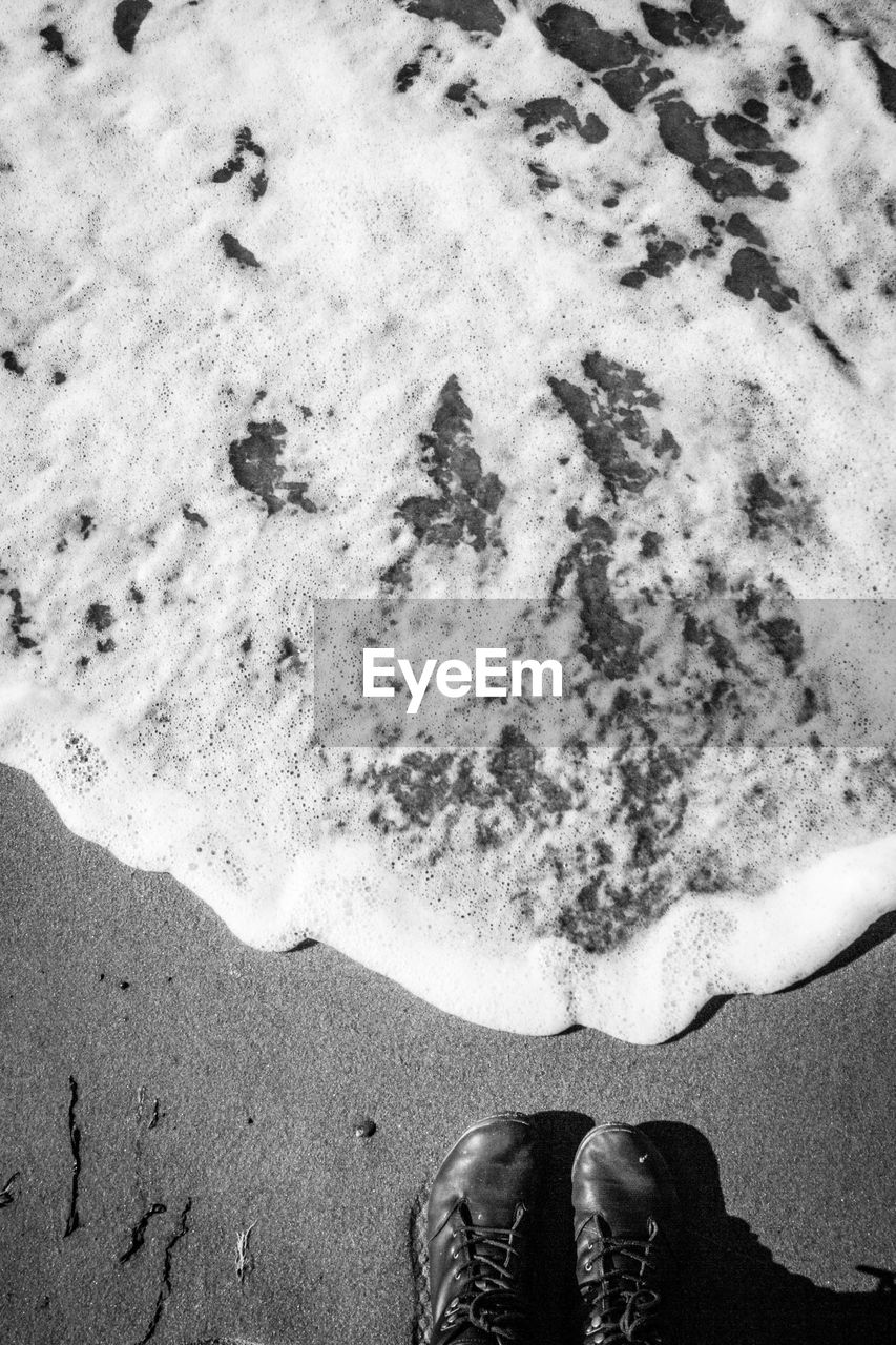 CLOSE-UP LOW SECTION OF PERSON ON SAND