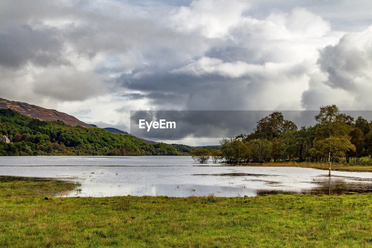 Scenic view of lake against sky