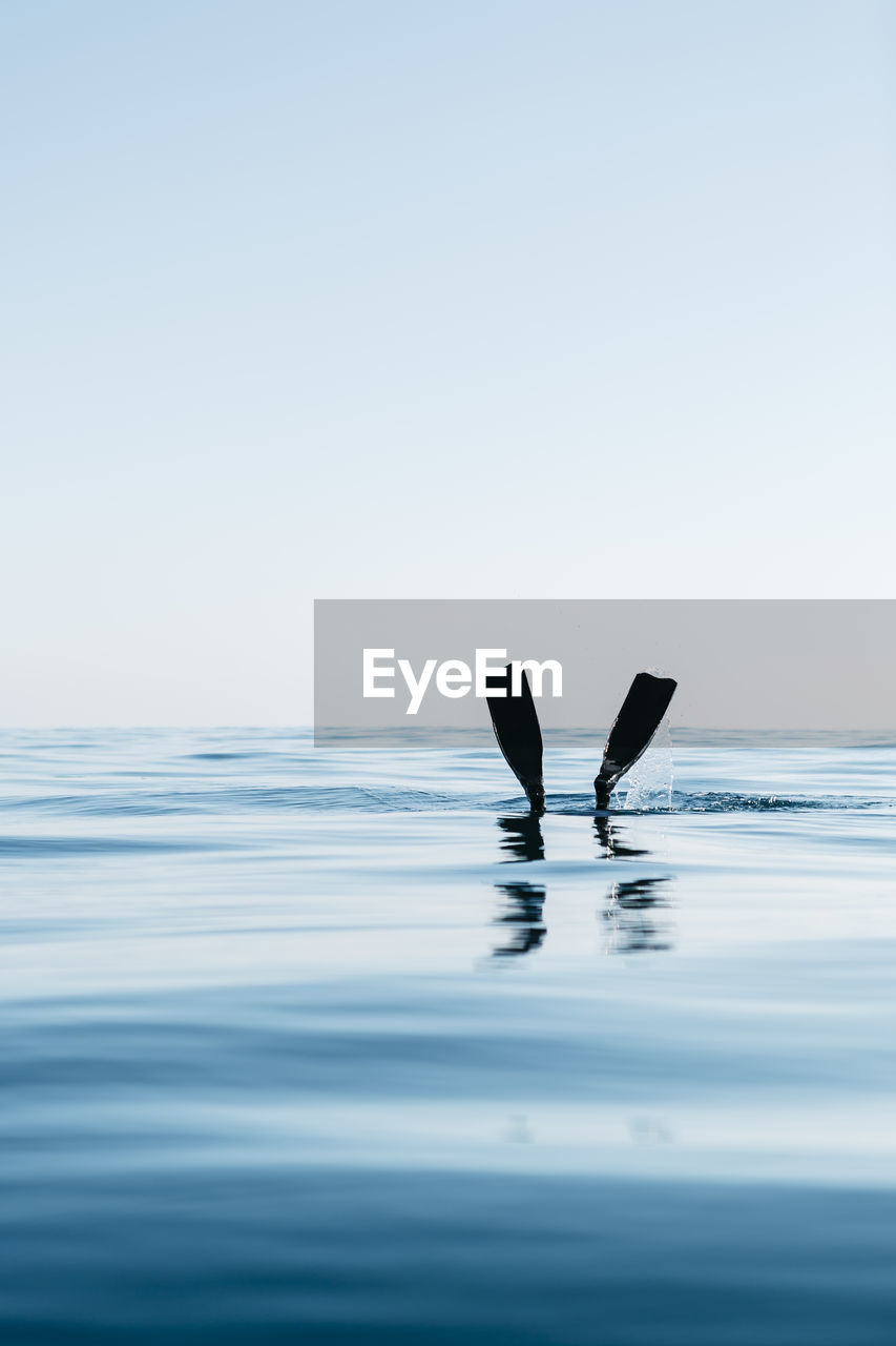 Man practicing free diving in the sea