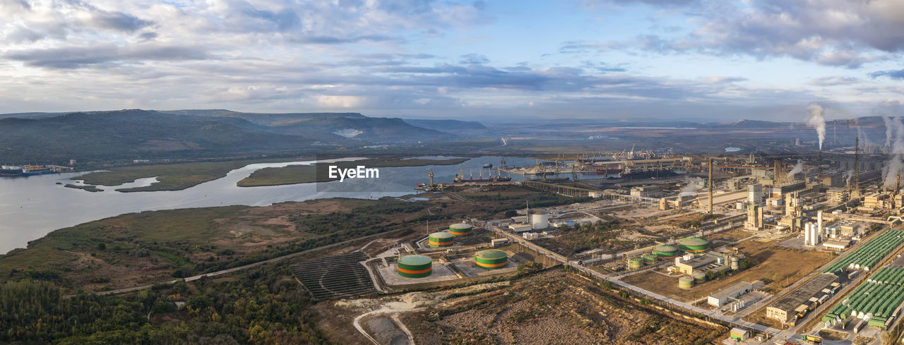 Stunning aerial view panorama of a chemical industrial zone.