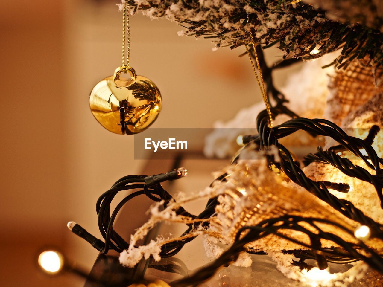 Close-up of christmas decoration hanging on tree