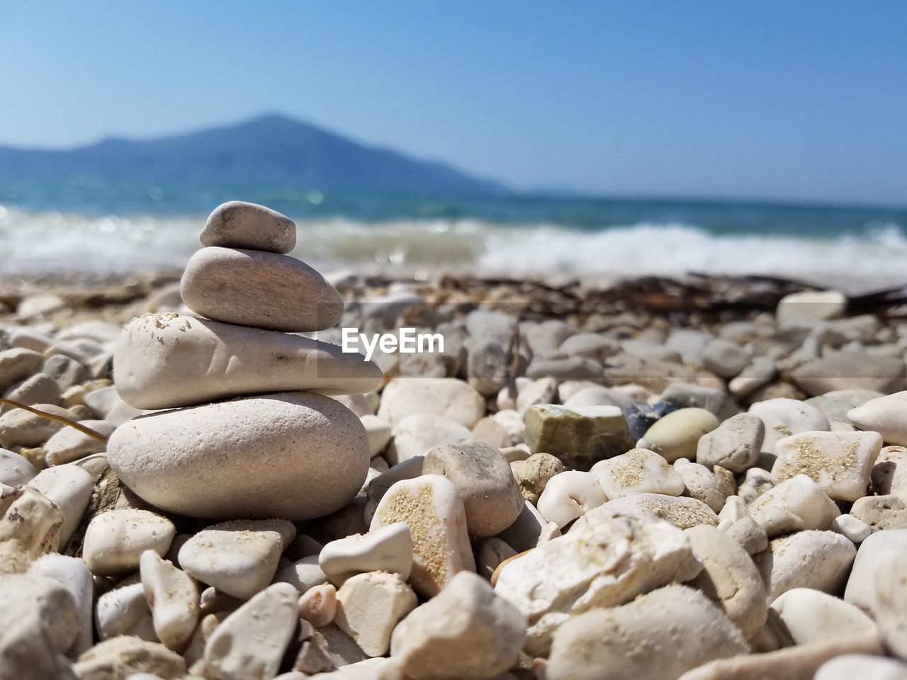 STACK OF STONES ON SHORE