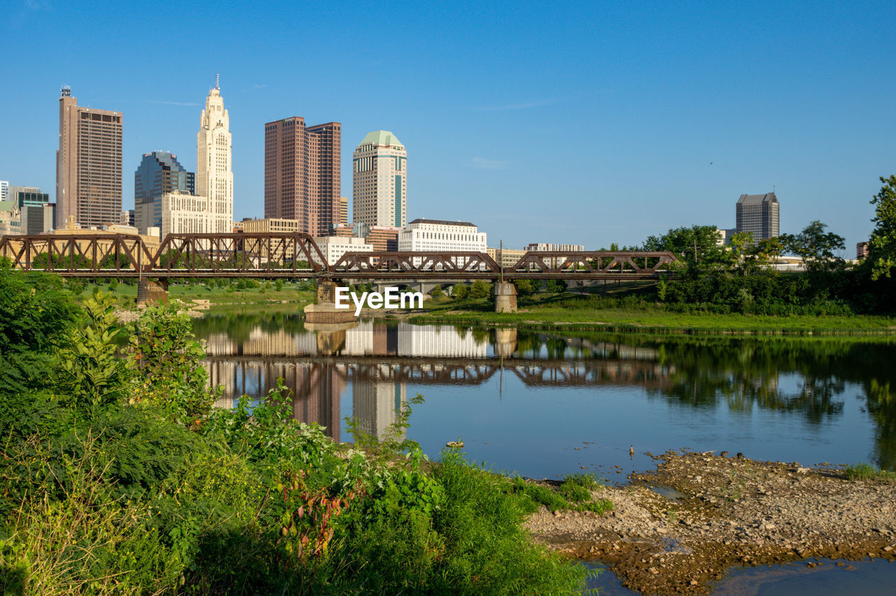 Reflection of buildings in river