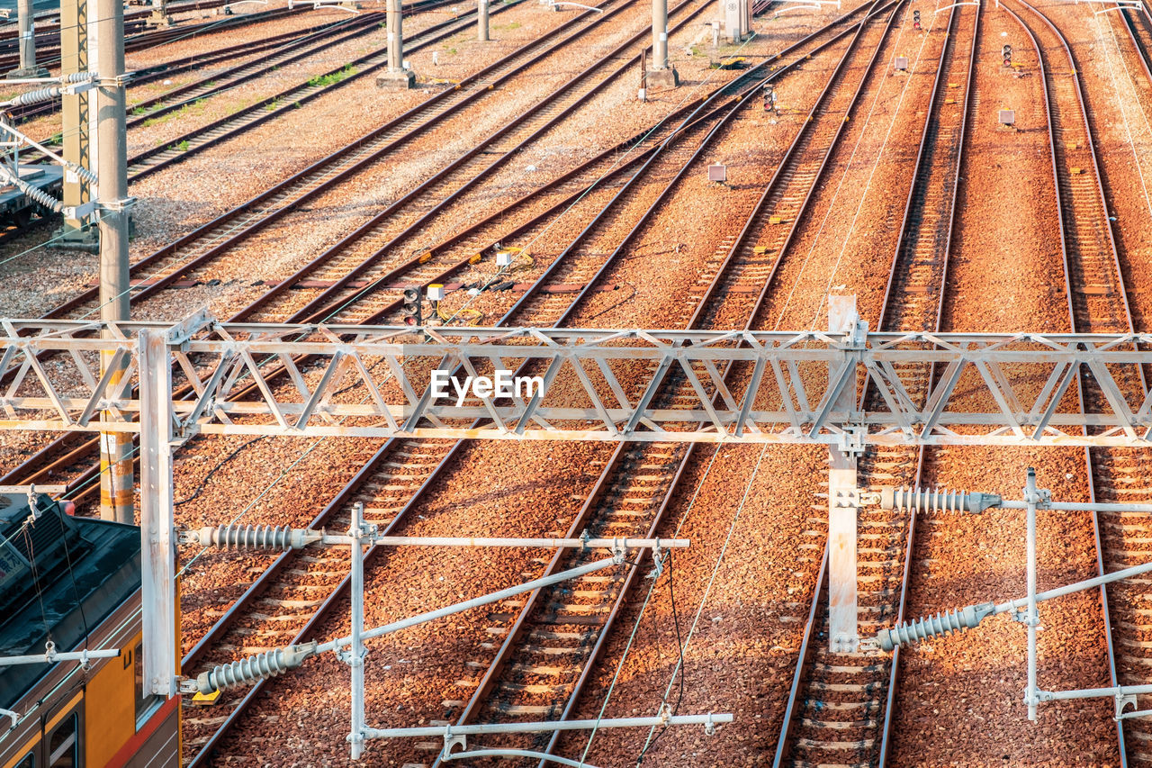 High angle view of train on railroad track