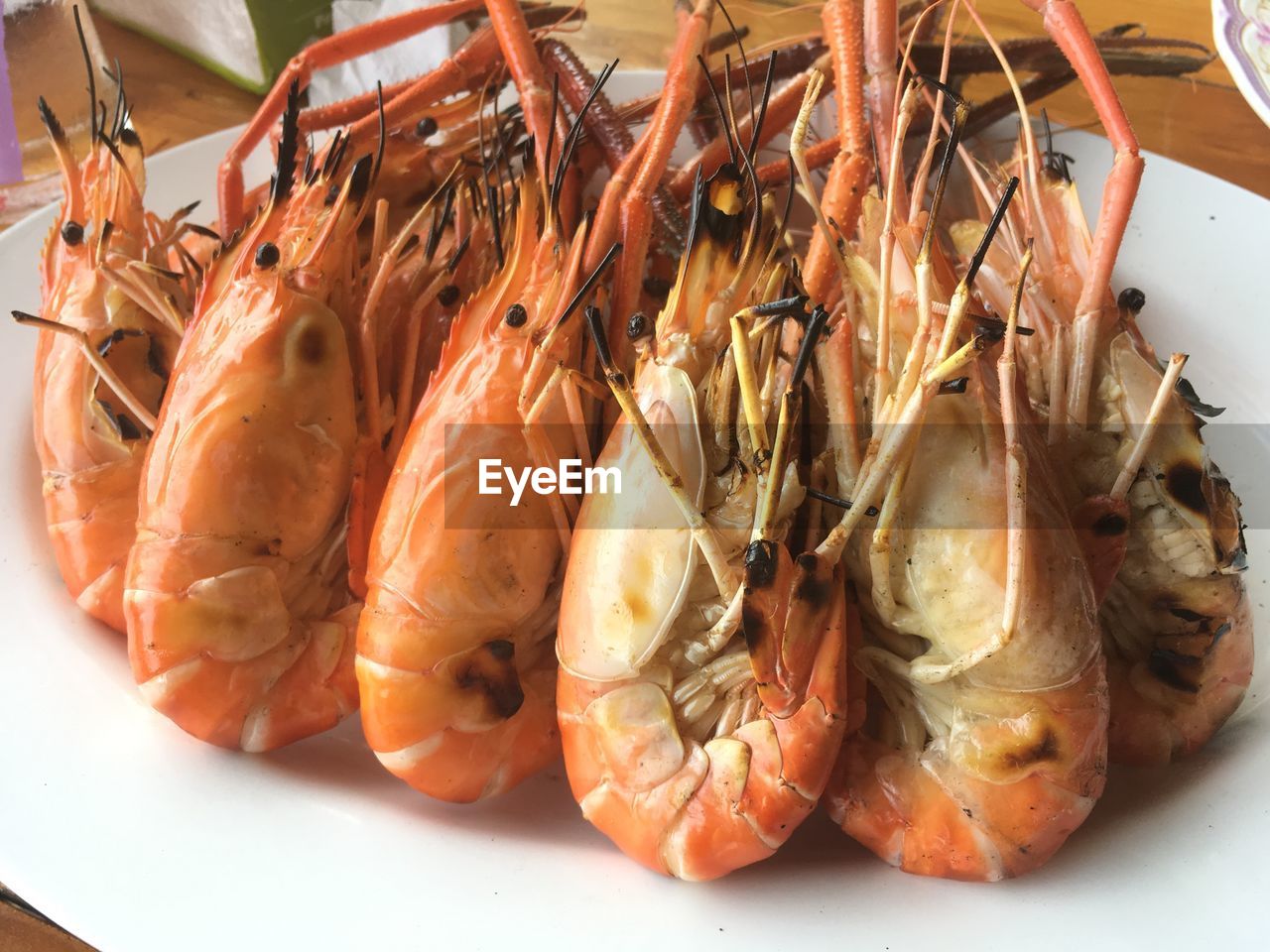 HIGH ANGLE VIEW OF SEAFOOD IN PLATE