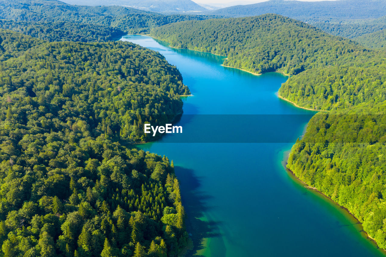 Aerial view of the plitvice lakes national park, croatia