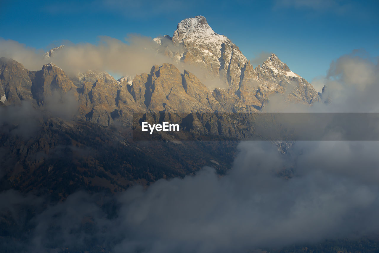 PANORAMIC VIEW OF SNOWCAPPED MOUNTAIN AGAINST SKY