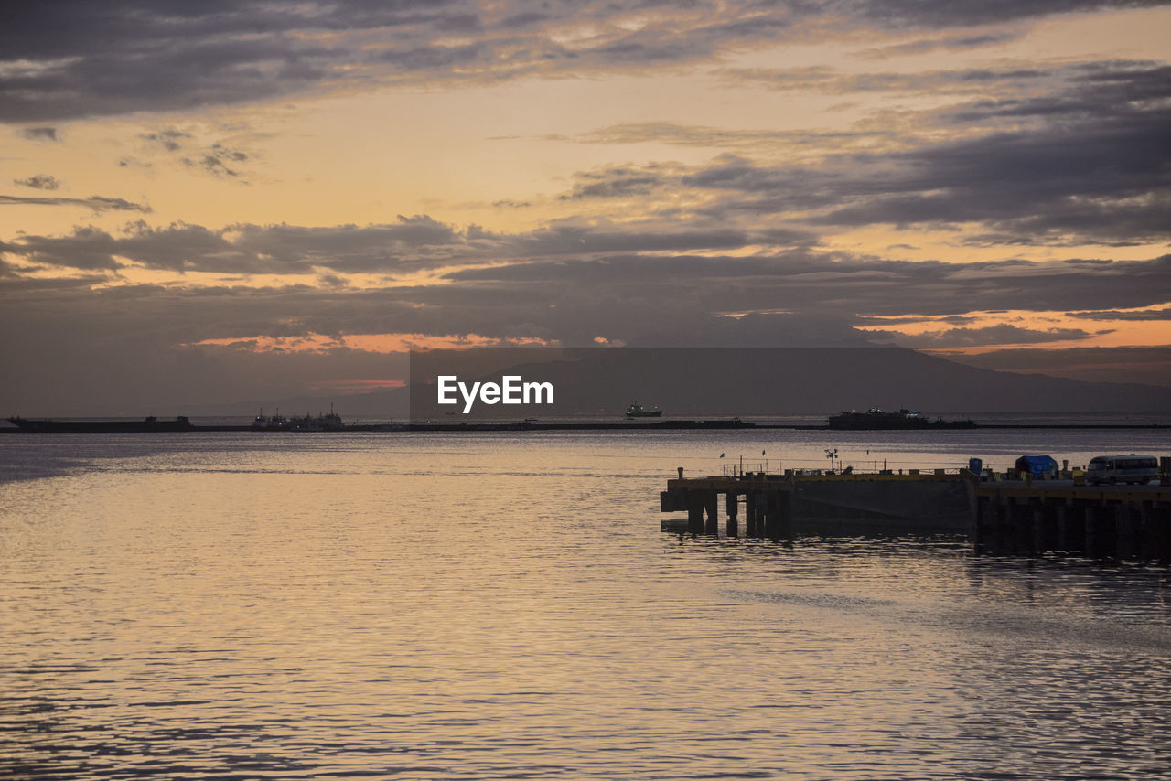 SCENIC VIEW OF SEA AGAINST SUNSET SKY