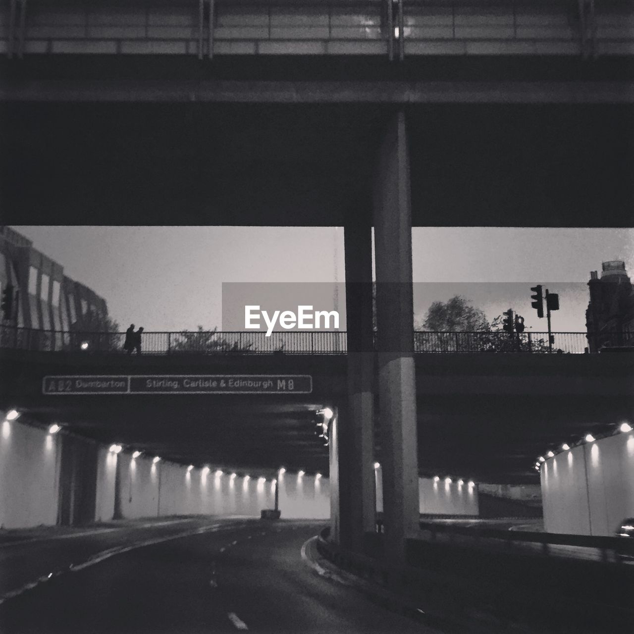 View of tunnel under bridge