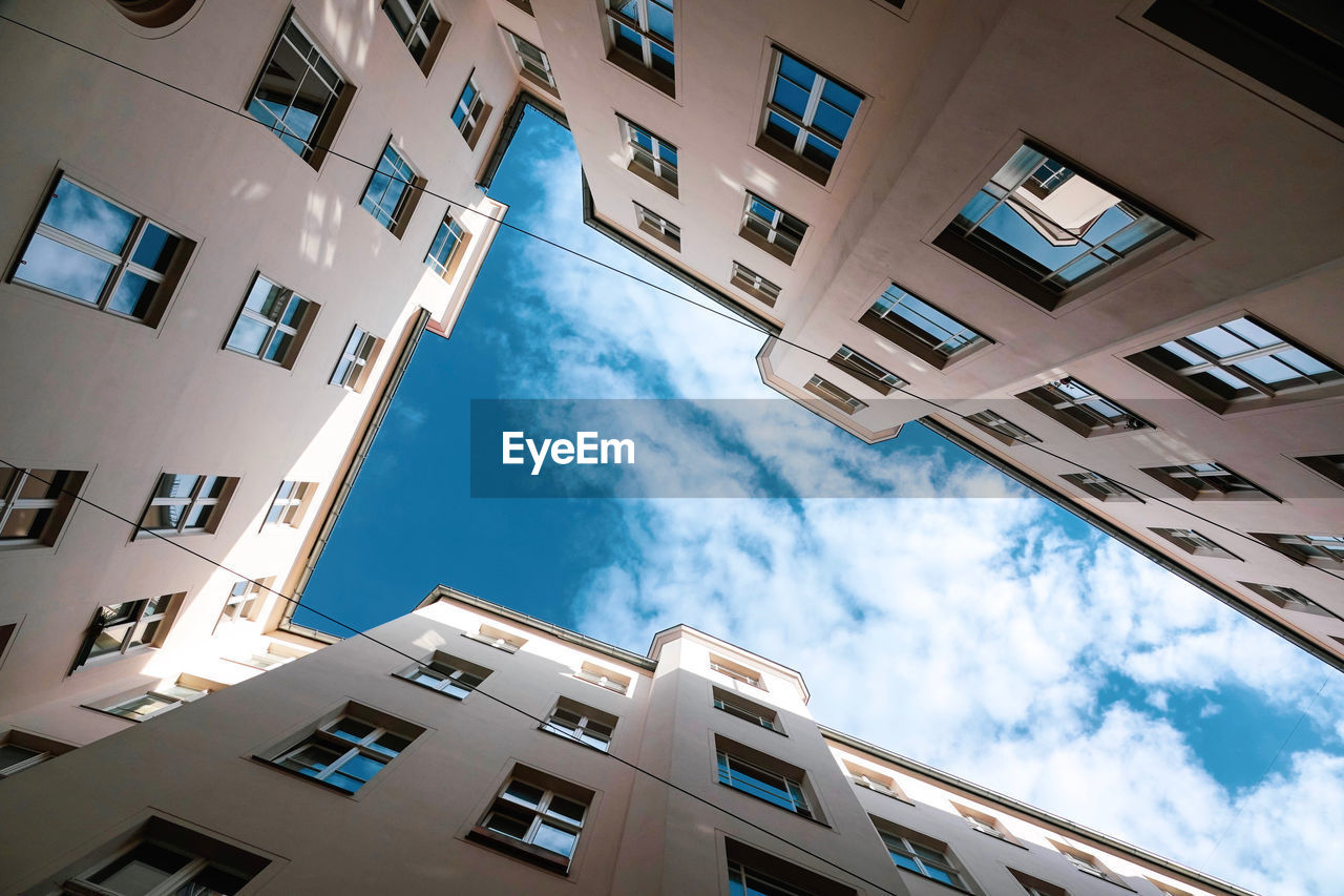 Low angle view of buildings against sky