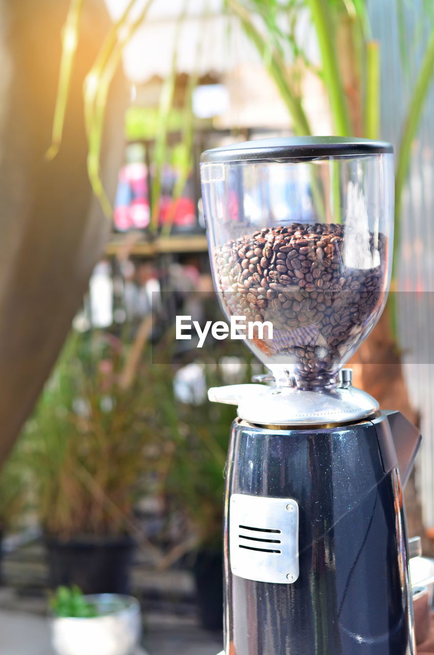 Coffee beans in grinder machine