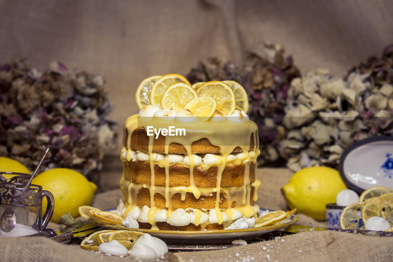 Close up of lemon cake