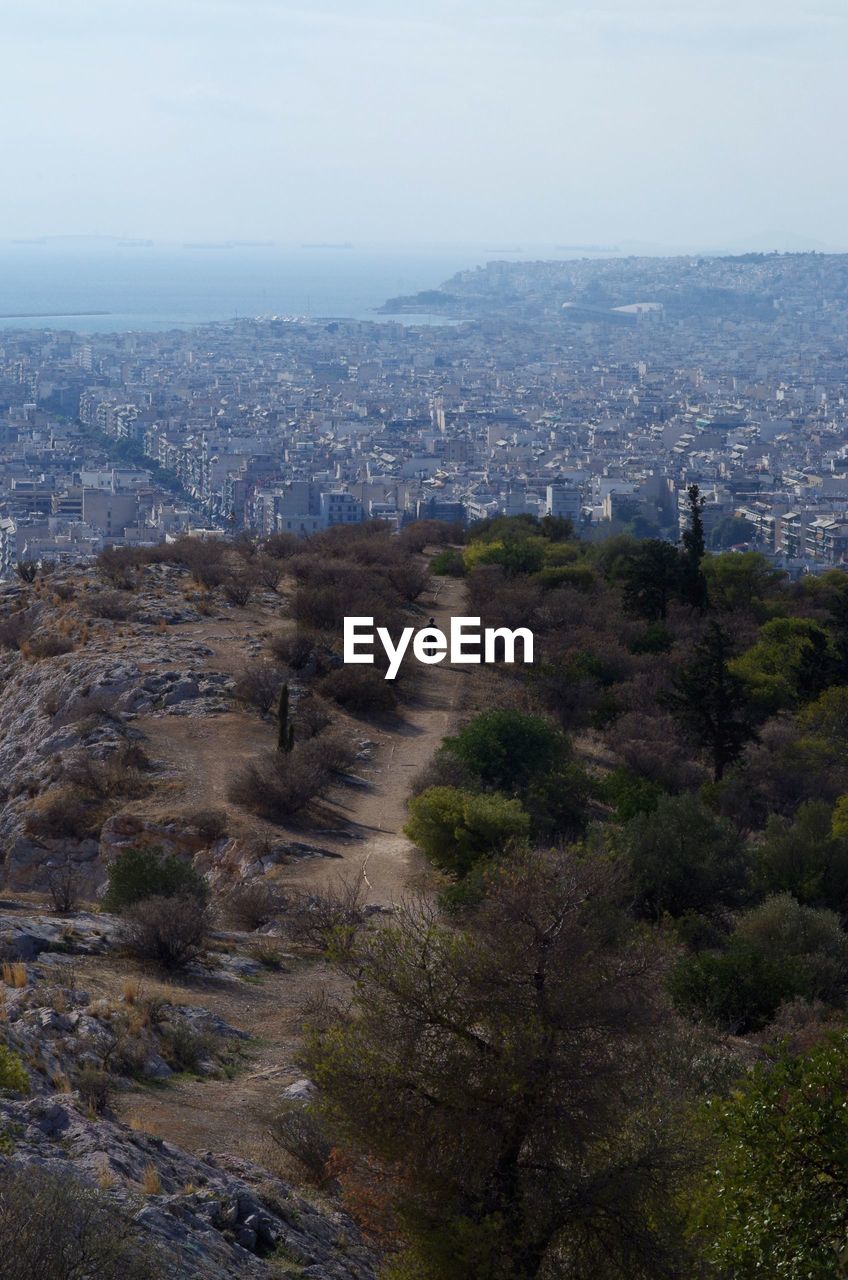 High angle view of cityscape against sky