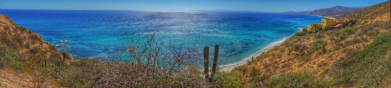 HIGH ANGLE VIEW OF BLUE SEA