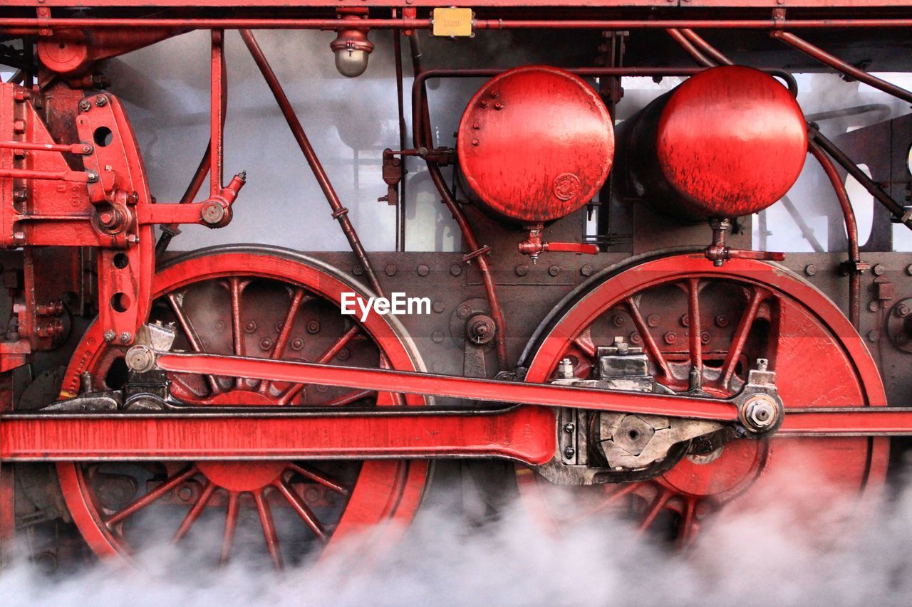 Close-up of red train